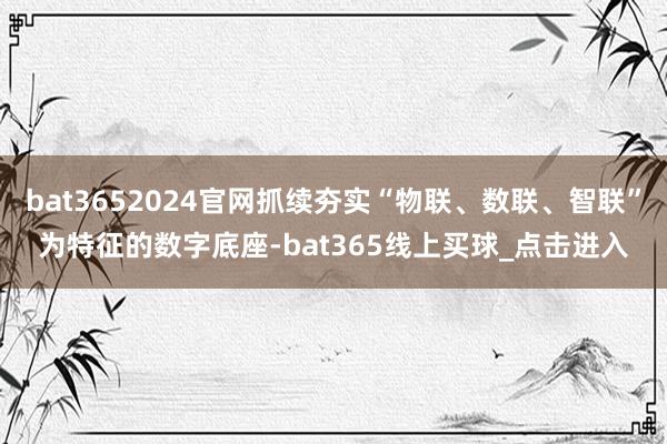 bat3652024官网抓续夯实“物联、数联、智联”为特征的数字底座-bat365线上买球_点击进入